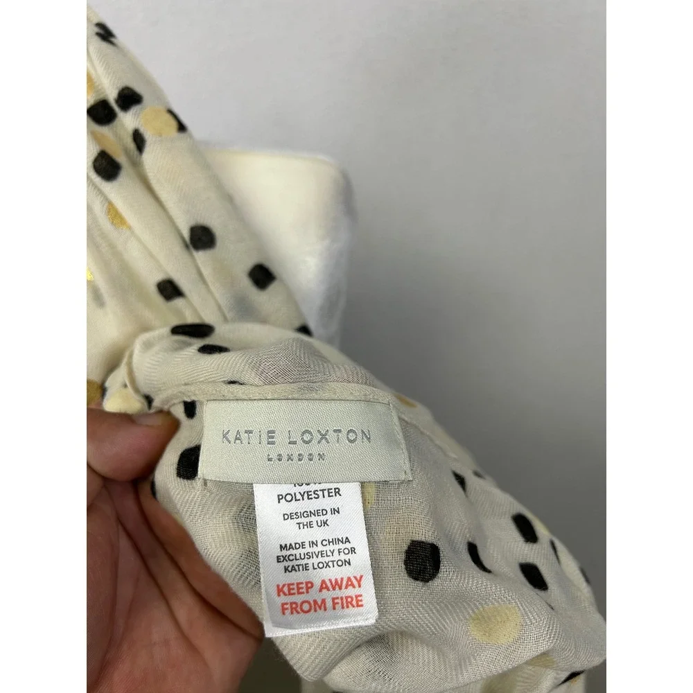 Chic Whimsigoth Katie Loxton Womens OS Cream Gold Foil Polka Dot Scarf